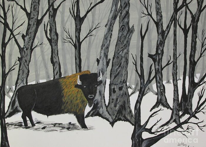  Greeting Card featuring the painting King Of The Woods by Jeffrey Koss