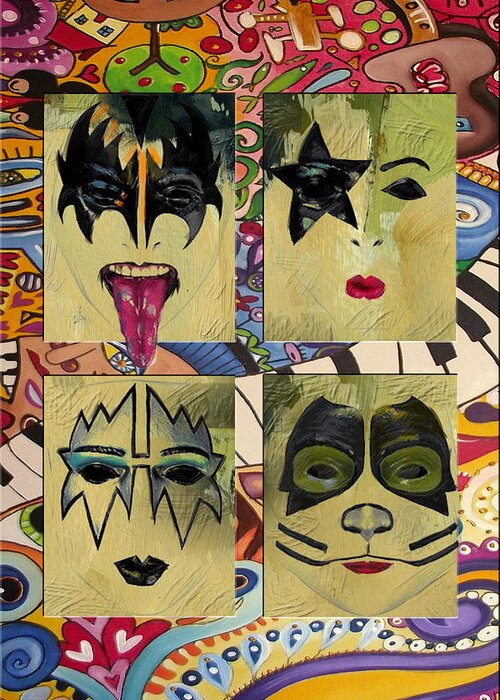 Kiss Greeting Card featuring the painting Kiss The Band by Corporate Art Task Force