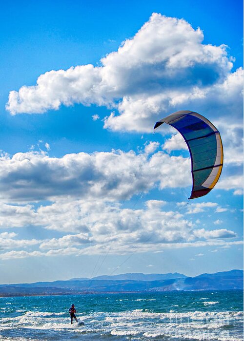 Kitesurfing Greeting Card featuring the photograph Kitesurfer by Antony McAulay