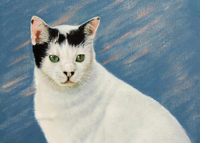 Kitty Cat Greeting Card featuring the painting Kitty Cat by Jimmie Bartlett