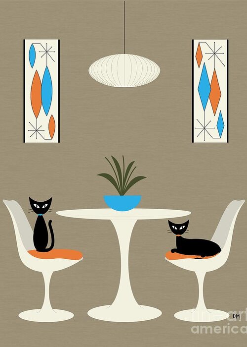 Mid-century Modern Greeting Card featuring the digital art Knoll Table by Donna Mibus