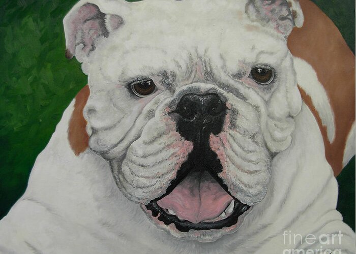 Bulldog Greeting Card featuring the painting Kogi by Ana Marusich-Zanor