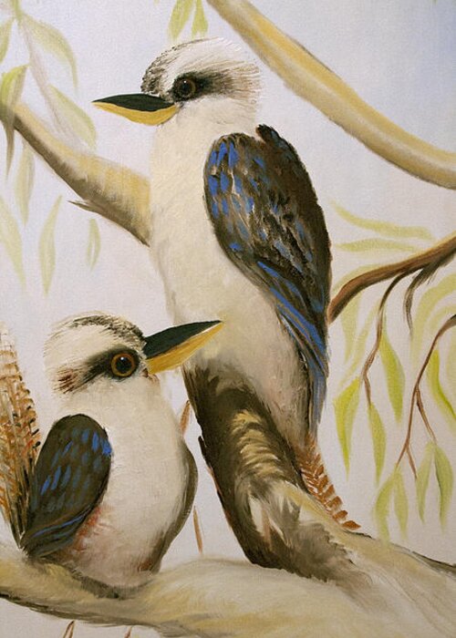Bird Greeting Card featuring the painting Kooka Duo by Glen Johnson