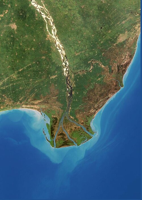 Krishna Delta Greeting Card featuring the photograph Krishna River Delta by Planetobserver/science Photo Library