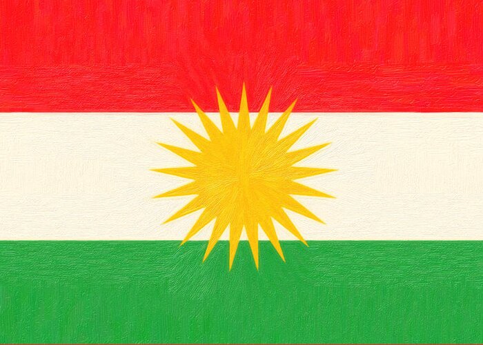 Kurdish Life In Kurdistan Poster Greeting Card featuring the painting Kurdish Flag by MotionAge Designs