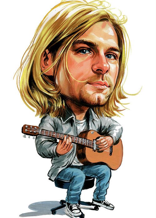 Kurt Cobain Greeting Card featuring the painting Kurt Cobain by Art 