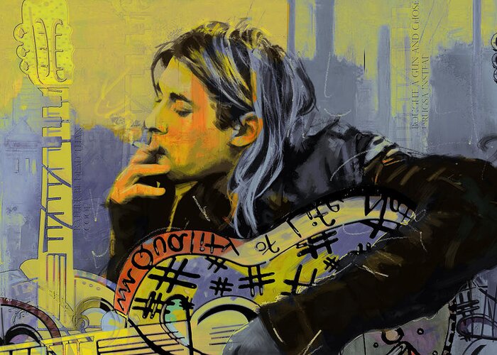 Nirvana Greeting Card featuring the painting Kurt Cobain by Corporate Art Task Force