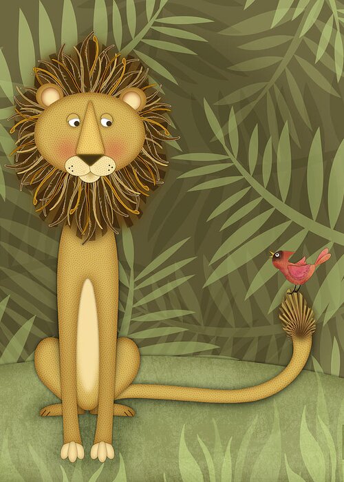 Letter L Greeting Card featuring the digital art L is for Lions and Leos by Valerie Drake Lesiak