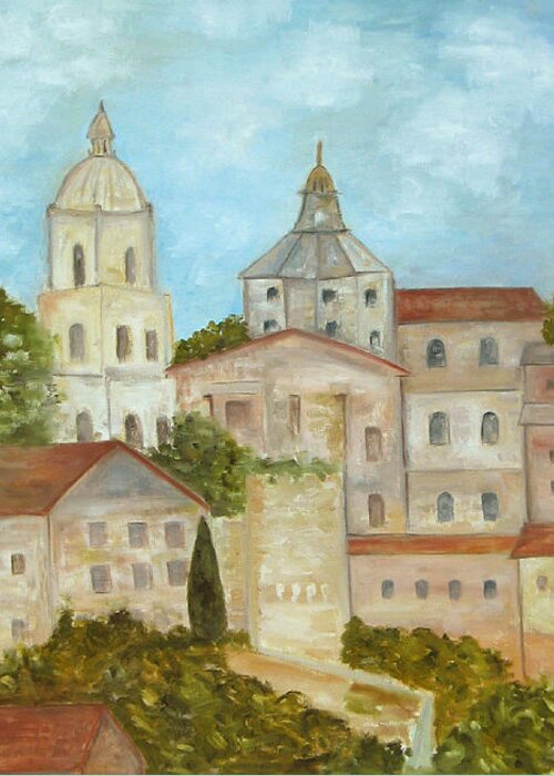 Spain Greeting Card featuring the painting La Catedral de Segovia by Trish Toro