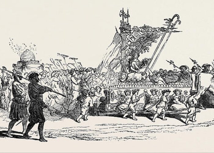 Car Greeting Card featuring the drawing La Fete Des Vignerons by English School
