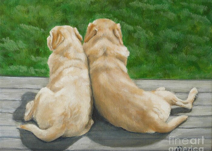 Labrador Greeting Card featuring the painting Labrador Lazy Afternoon by Amy Reges