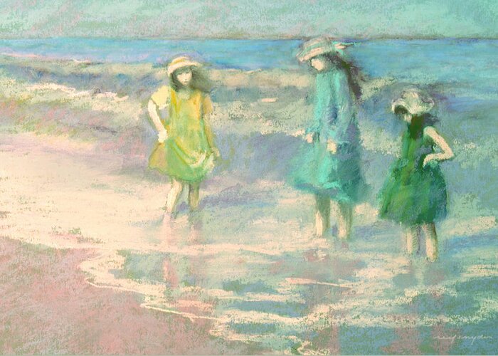 Beach Greeting Card featuring the painting Ladies Day by J Reifsnyder