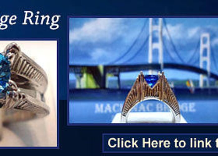 Evon Greeting Card featuring the jewelry Ladies Mackinac Bridge ring by Yvonne Della-Moretta