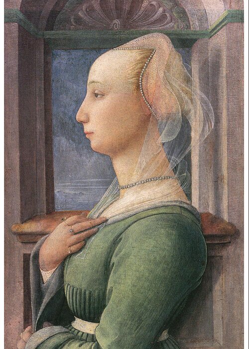 Fra Pilippo Lippi Greeting Card featuring the painting Lady by Fra Filippo Lippi