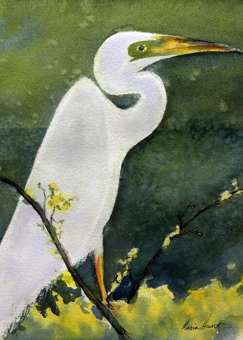  Egret Greeting Card featuring the painting Lady in Waiting by Maria Hunt
