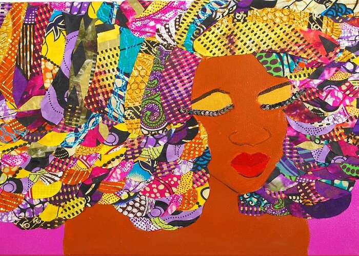 Afro Art Greeting Card featuring the tapestry - textile Lady J by Apanaki Temitayo M