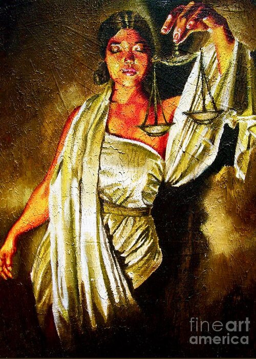 Lady Justice Sepia Greeting Card for Sale by Laura Pierre-Louis
