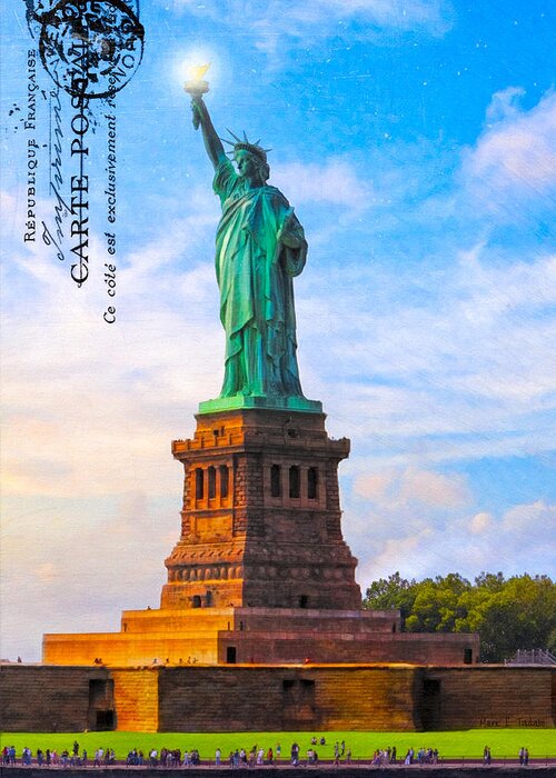 Statue Of Liberty Greeting Card featuring the photograph Lady Liberty Lifting Her Light by Mark E Tisdale