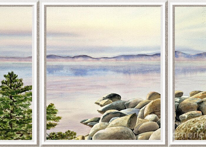 Lake Greeting Card featuring the painting Lake House Window View by Irina Sztukowski