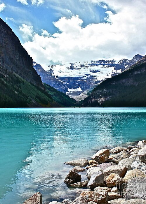 Mountains Greeting Card featuring the photograph Lake Louise Alberta by Linda Bianic