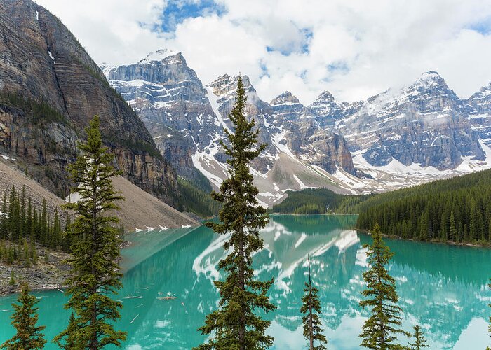 Scenics Greeting Card featuring the photograph Lake Moraine, Banff National Park by Peter Adams