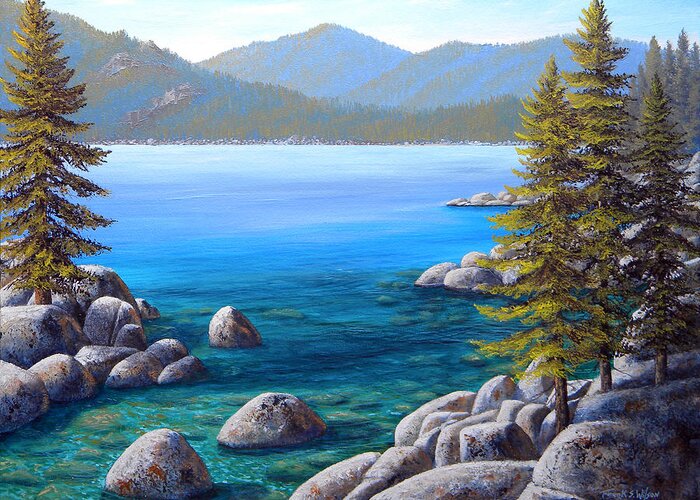 Lake Tahoe Greeting Card featuring the painting Lake Tahoe Inlet by Frank Wilson