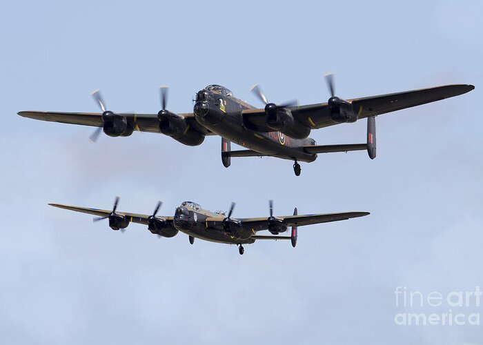 Avro Lancaster Bomber Greeting Card featuring the photograph Lancaster Bombers by Airpower Art