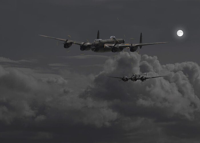 Aircraft Greeting Card featuring the photograph Lancaster- Night Hunter by Pat Speirs