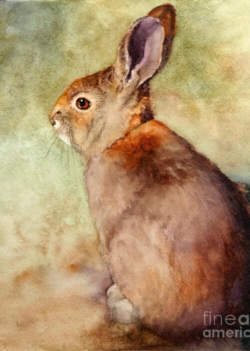 Rabbit Greeting Card featuring the painting Lapin by Bonnie Rinier