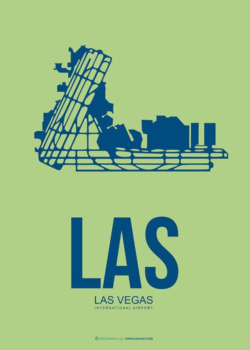 Las Vegas Greeting Card featuring the digital art LAS Las Vegas Airport Poster 2 by Naxart Studio