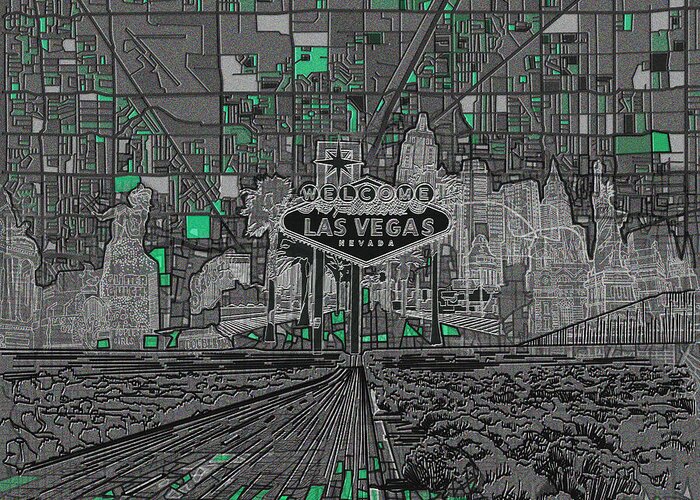 Las Vegas Map Retro Digital Art by Bekim M - Fine Art America