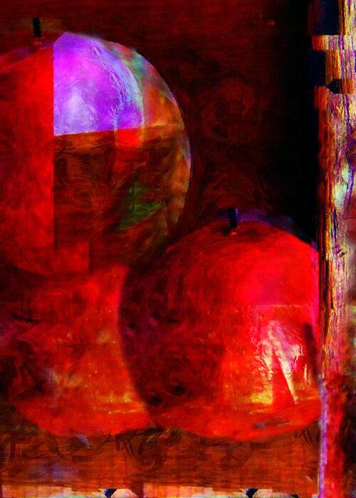 Apples Greeting Card featuring the painting Last Winter's Apples by RC DeWinter