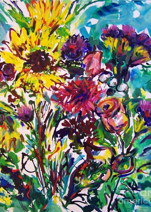 Floral Greeting Card featuring the painting Late Summer Bouquet by Catherine Gruetzke-Blais