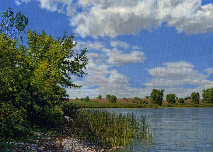 Landscape Greeting Card featuring the painting Late Summer on Lower Gar by Bruce Morrison