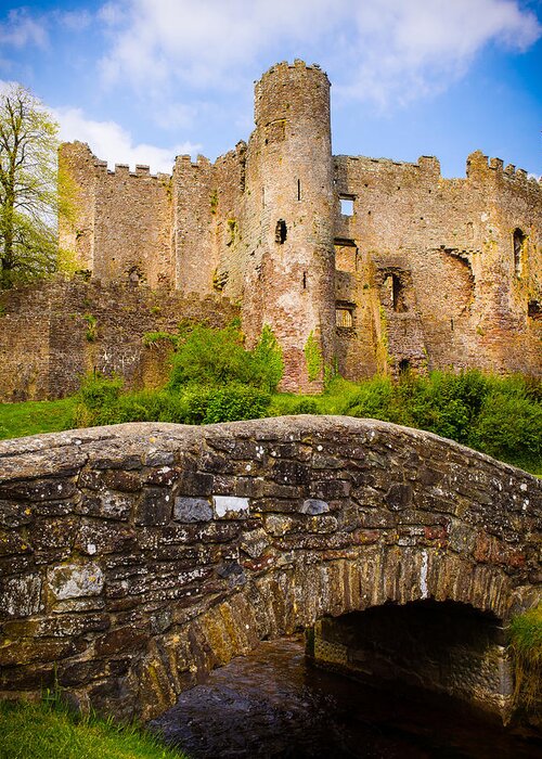 Blue Greeting Card featuring the photograph Laugharne Castle by Mark Llewellyn