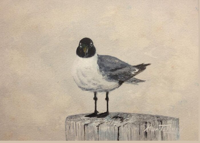 Seagull Greeting Card featuring the painting Laughing Gull by Stan Tenney