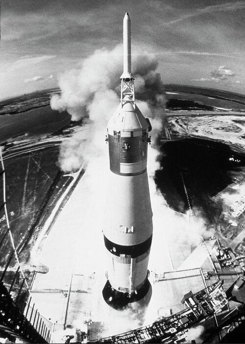Apollo 11 Greeting Card featuring the photograph Launch Of Apollo 11 Mission On A Saturn V Rocket by Nasa/science Photo Library