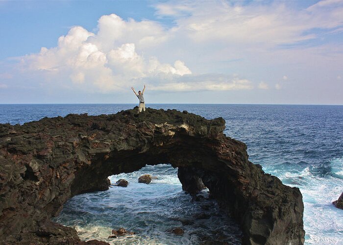 Lava Greeting Card featuring the photograph Lava Sea Arch in Hawaii by Venetia Featherstone-Witty