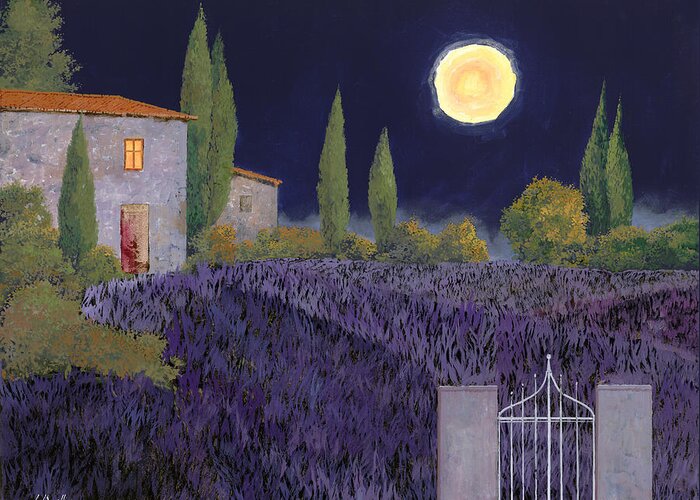 Tuscany Greeting Card featuring the painting Lavanda Di Notte by Guido Borelli