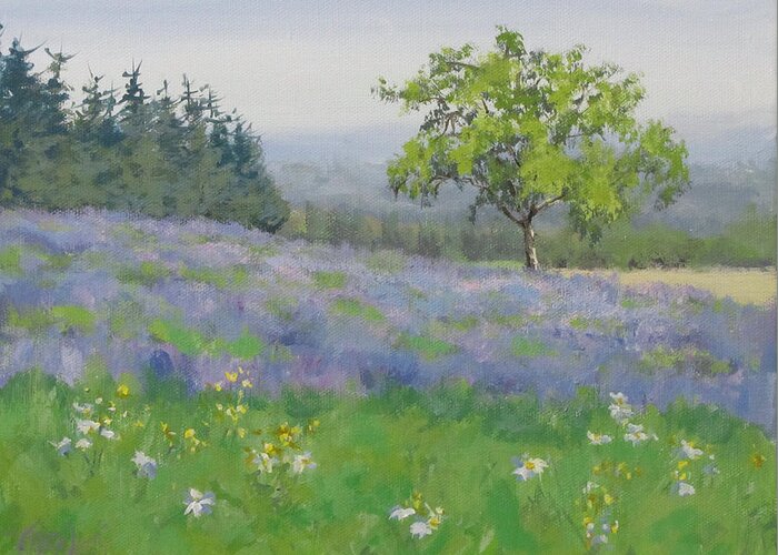 Lavender Greeting Card featuring the painting Lavender Afternoon by Karen Ilari