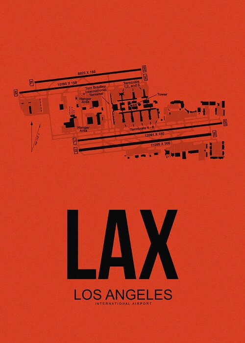Los Angeles Greeting Card featuring the digital art LAX Los Angeles Airport Poster 4 by Naxart Studio