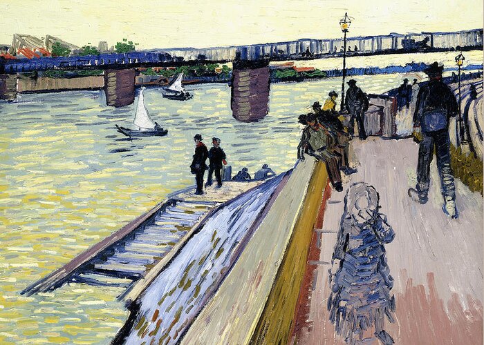 Vincent Van Gogh Greeting Card featuring the painting Le Pont de Trinquetaille by Vincent van Gogh