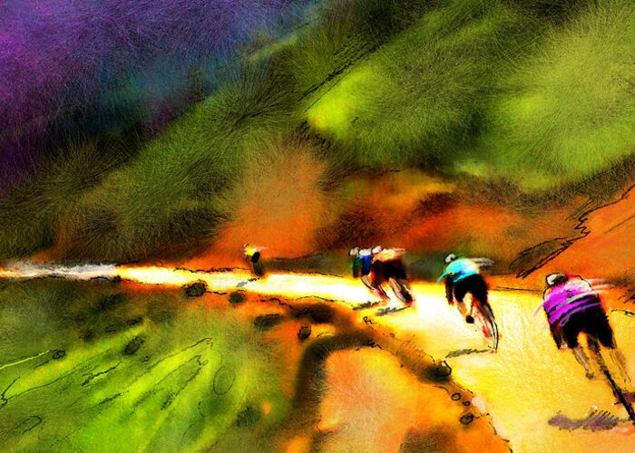 Sports Greeting Card featuring the painting Le Tour de France 02 by Miki De Goodaboom