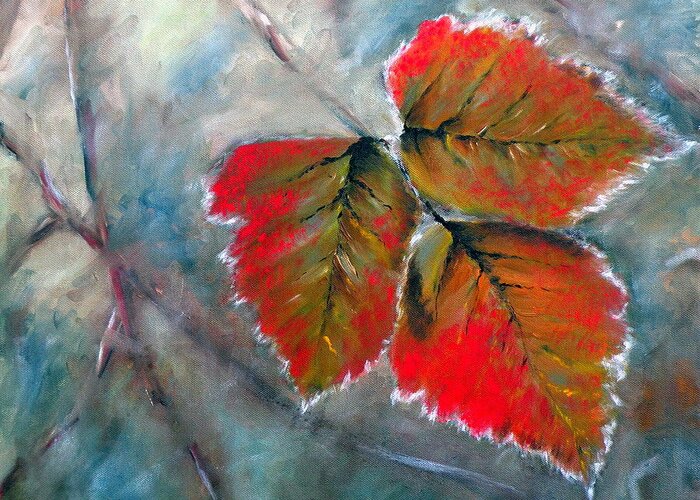 Leaves Greeting Card featuring the painting Leaves by Uma Krishnamoorthy