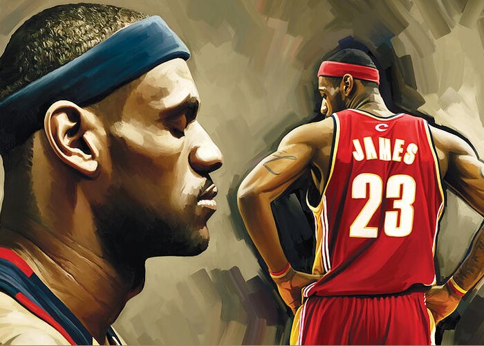 Lebron James Greeting Card featuring the painting LeBron James Artwork 1 by Sheraz A