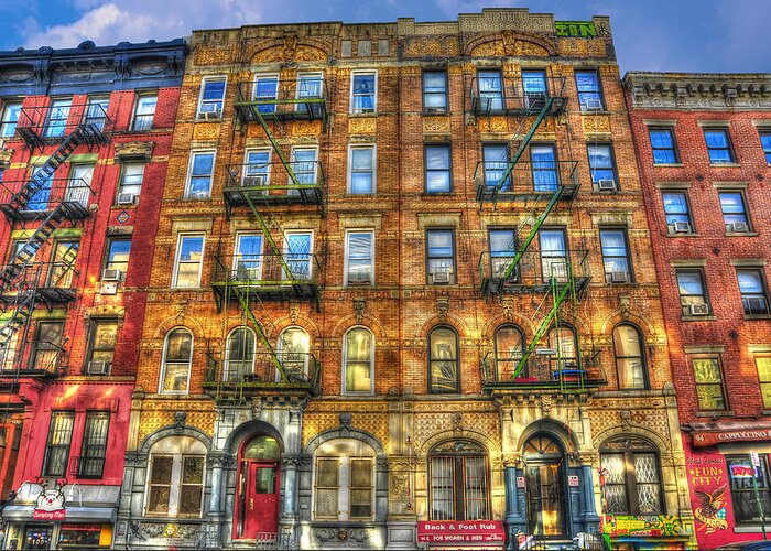 Led Zeppelin Greeting Card featuring the photograph Led Zeppelin Physical Graffiti Building in Color by Randy Aveille
