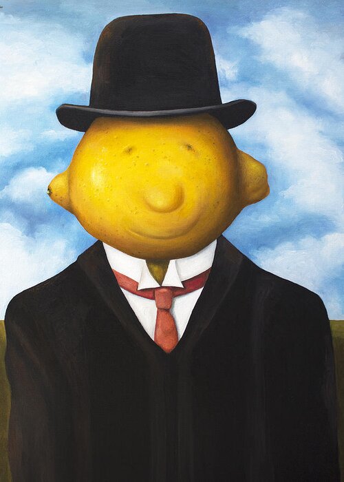 Lemon Greeting Card featuring the painting Lemon Head by Leah Saulnier The Painting Maniac