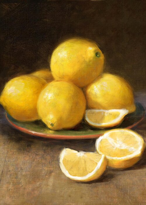 Lemons Greeting Card featuring the painting Lemons by Robert Papp