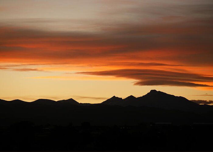 Lenticular Greeting Card featuring the photograph Lenticular Clouds Over Longs Peak 2 by Marilyn Hunt