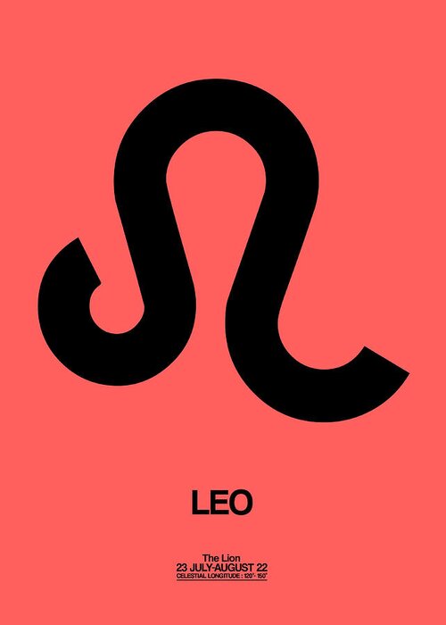 Leo Greeting Card featuring the digital art Leo Zodiac Sign Black by Naxart Studio